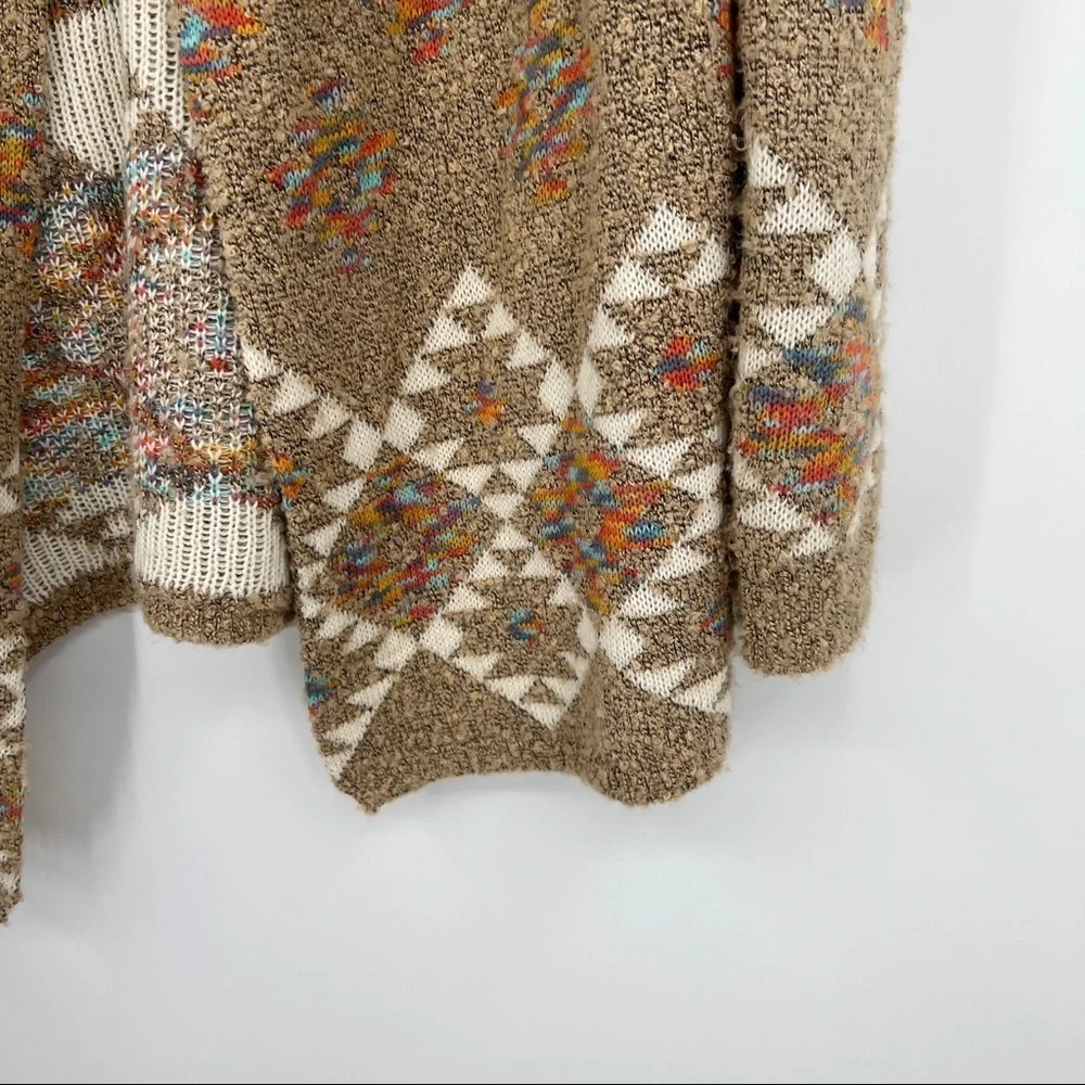 Love On a Hanger Multicolor Western Striped Open Front Beige Knit Sweater - Picture 4 of 11